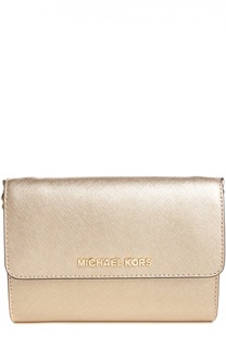 Сумка с клапаном Jet Set Travel из металлизированной кожи MICHAEL Michael Kors