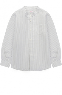 Рубашка из смеси хлопка и льна с воротником-стойкой Il Gufo