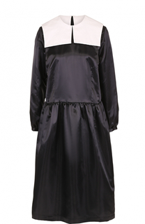 Приталенное платье-миди с контрастным воротником Comme des Garcons GIRL