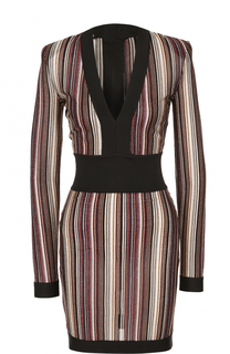 Облегающее мини-платье с V-образным вырезом Balmain