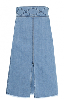 Джинсовая юбка с широким поясом и разрезом See by Chloé