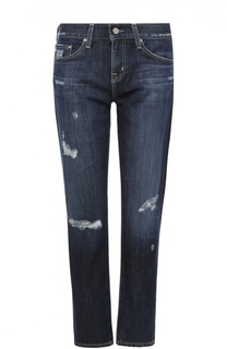 Укороченные джинсы прямого кроя с декоративными потертостями Ag