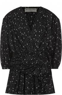 Мини-платье с принтом в виде звезд и драпировкой Balenciaga