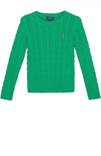 Хлопковый джемпер фактурной вязки с логотипом бренда Polo Ralph Lauren