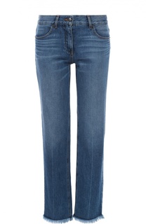 Укороченные джинсы прямого кроя с бахромой Theory