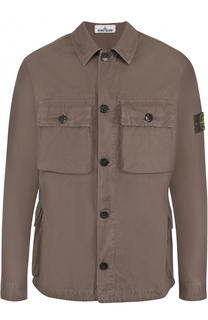 Хлопковая рубашка с накладными карманами Stone Island