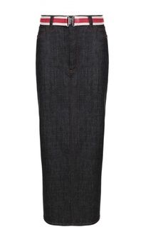Джинсовая юбка-карандаш с высоким разрезом и контрастным поясом Victoria by Victoria Beckham