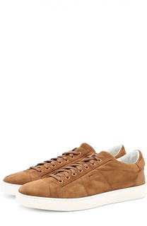 Замшевые кеды на шнуровке Santoni