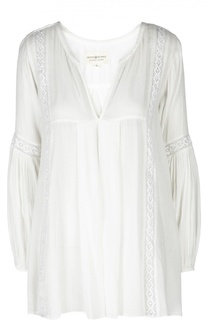 Удлиненная блуза с V-образным вырезом и кружевной вставкой Denim&amp;Supply by Ralph Lauren