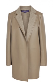 Кожаное утепленное пальто с широкими лацканами Ralph Lauren