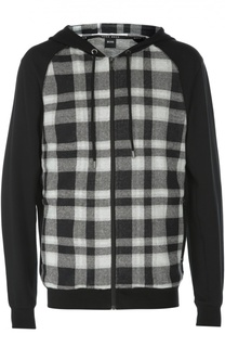 Хлопковая толстовка на молнии с капюшоном BOSS