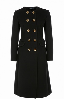 Приталенное двубортное пальто с круглым вырезом Dolce &amp; Gabbana