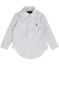 Хлопковая рубашка в клетку с воротником button down Polo Ralph Lauren