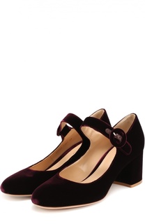 Бархатные туфли с ремешком Gianvito Rossi