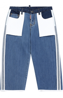 Комбинированные джинсы с накладными карманами и лампасами Dsquared2