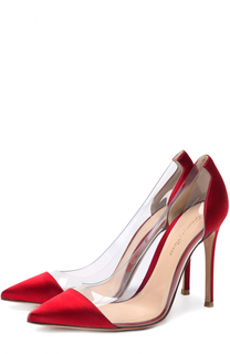 Атласные туфли Plexi на шпильке Gianvito Rossi