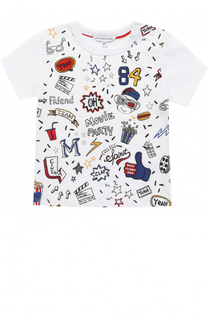 Хлопковая футболка с принтом и нашивками Marc Jacobs