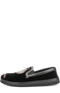 Бархатные слипоны Mondello с вышивкой Dolce &amp; Gabbana