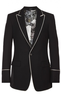 Шерстяной однобортный пиджак с контрастным кантом Alexander McQueen