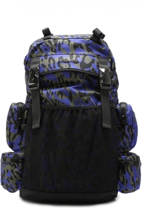 Текстильный рюкзак с анималистичным принтом и внешними карманами на молнии Dsquared2