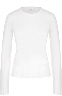 Пуловер прямого кроя с круглым вырезом и декоративной отделкой Saint Laurent