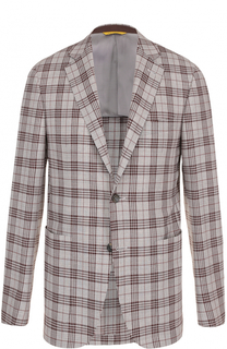 Шерстяной однобортный пиджак в клетку Canali