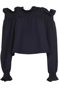 Укороченный топ прямого кроя с длинным рукавом и открытыми плечами Diane Von Furstenberg