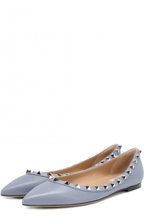 Кожаные балетки Rockstud с зауженным мысом Valentino
