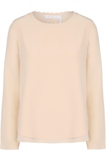 Шелковый топ с удлиненной спинкой и круглым вырезом Chloé
