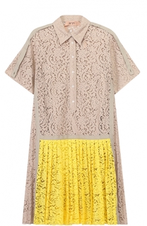 Кружевное платье-рубашка с плиссированной юбкой No. 21