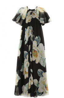 Шелковое платье-макси с цветочным принтом Lanvin