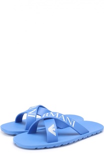 Резиновые шлепанцы с логотипом бренда Giorgio Armani