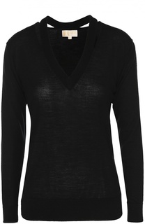 Шерстяной пуловер с V-образным вырезом MICHAEL Michael Kors