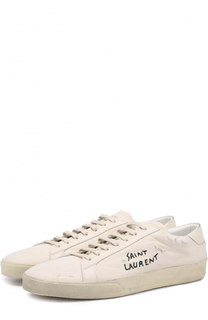 Текстильные кеды Court Classic с декоративными потертостями Saint Laurent