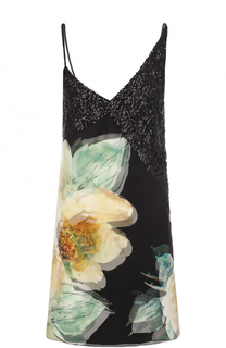 Шелковое платье с цветочным принтом и пайетками Lanvin