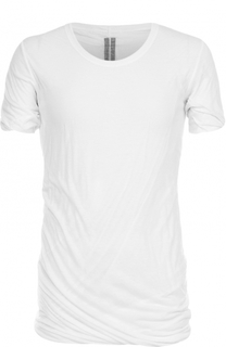 Удлиненная хлопковая футболка с драпировкой Rick Owens