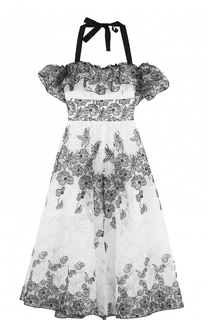 Платье с контрастной вышивкой и открытыми плечами Blugirl