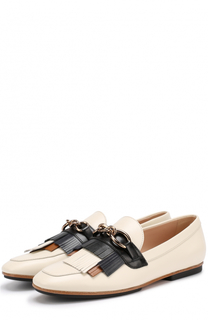 Кожаные лоферы с бахромой и пряжкой Tod’s