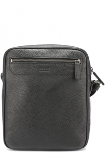 Кожаная сумка-планшет с внешним карманом на молнии Armani Collezioni