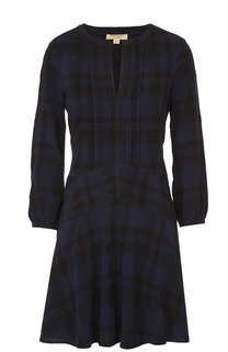 Приталенное мини-платье в клетку с укороченным рукавом Burberry