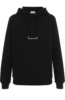 Хлопковая толстовка с капюшоном и логотипом бренда Saint Laurent