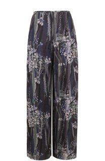 Шелковые брюки прямого кроя с цветочным принтом Giorgio Armani