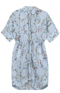 Шелковое платье-рубашка с цветочным принтом PREEN by Thornton Bregazzi