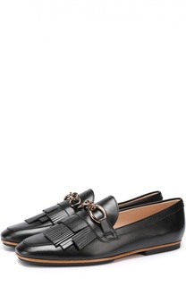 Кожаные лоферы с бахромой и пряжкой Tod’s