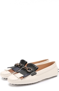 Кожаные мокасины с пряжкой и бахромой Tod’s