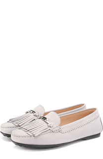 Кожаные мокасины с бахромой и пряжкой Tod’s