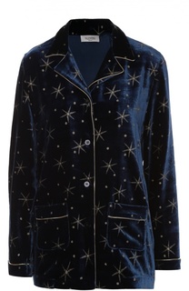 Бархатная блуза в пижамном стиле с отделкой в виде звезд Valentino
