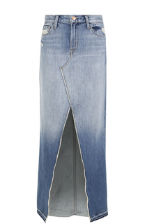 Джинсовая юбка с потертостями и высоким разрезом J Brand