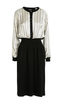 Приталенное платье с длинным рукавом и круглым вырезом Giorgio Armani