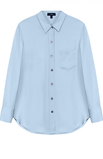 Шелковая блуза прямого кроя с накладным карманом Theory